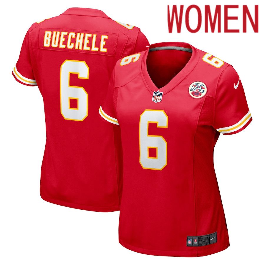 Women Kansas City Chiefs #6 Shane Buechele Nike Red Game NFL Jersey->women nfl jersey->Women Jersey